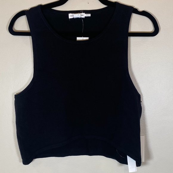 NWT Good American Cut In Cropped Knit Sweater in Black - Picture 3 of 8